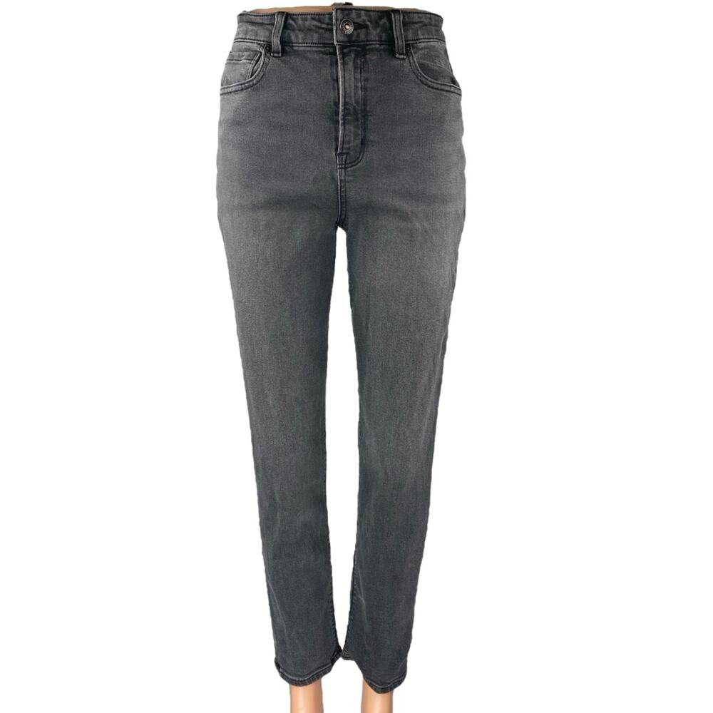 American Eagle Women's Black High Waist Straight Skinny Denim Mom Jeans Pants 2